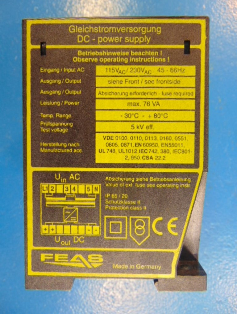 Feas PSLC243 GLEICHSTROMVERSORGUNG POWER SUPPLY 24v
