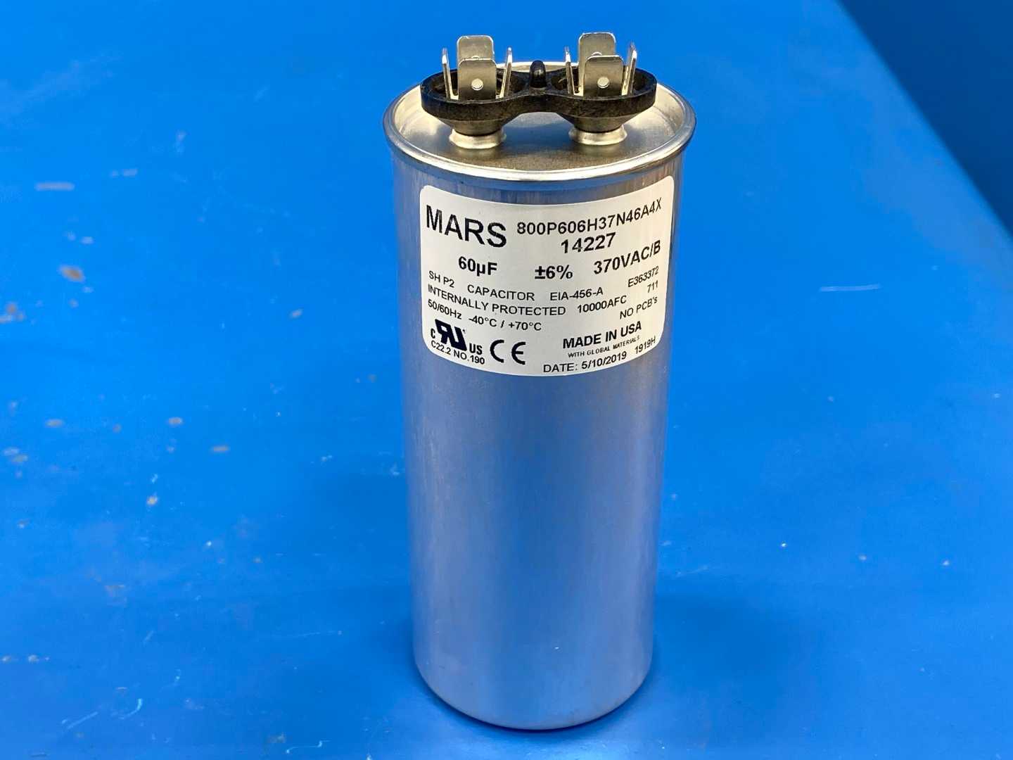 Mars 14227 Motor Run Capacitor , (60MDF-370VAC)