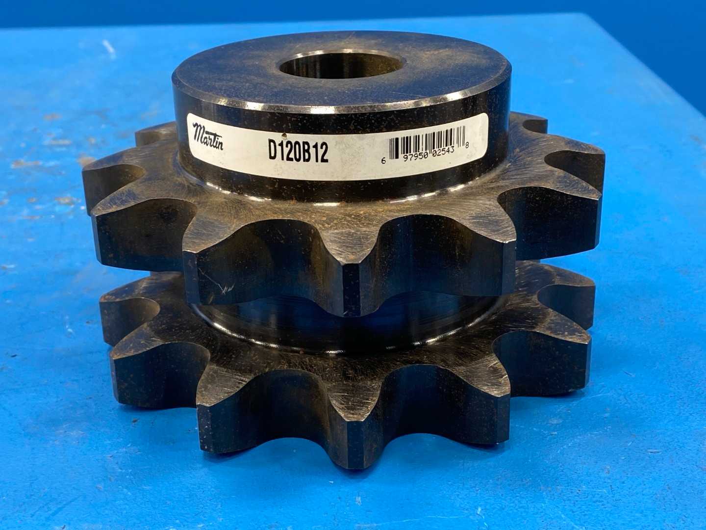 Martin Sprocket & Gear D120B12 Double Roller - Bored to Size - B Hub, 12 Teeth, 1.5 in Stock Bore, Steel Material