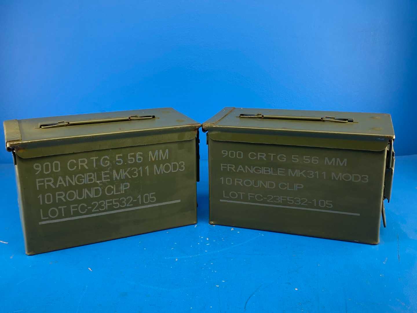 Pack of 2 - Ammo Can U.S. Military Surplus M2A2 (Stamped) .50 Cal 5.56mm (Stencil) Grade 2